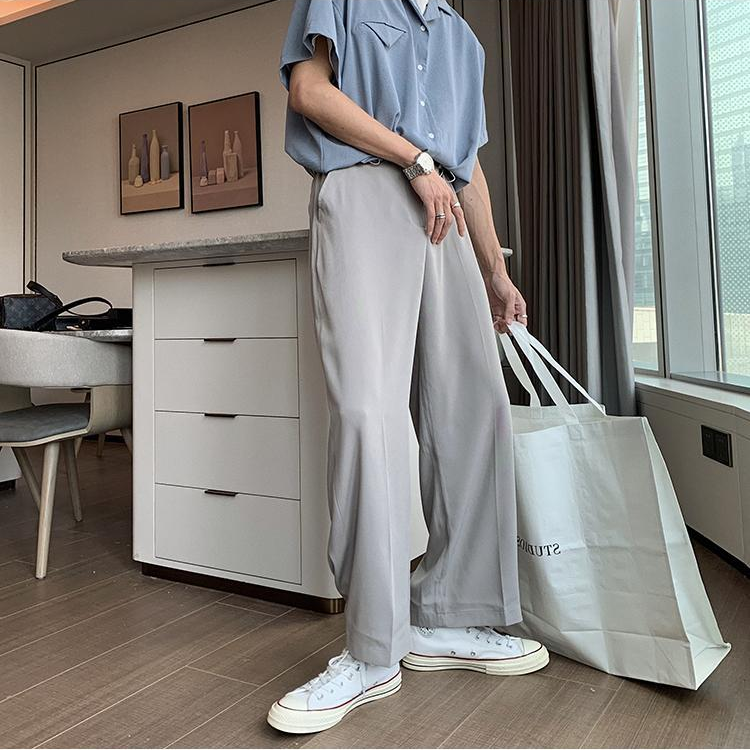 Quần tây ống suông rộng màu trơn cỡ S-3XL thời trang thanh lịch cho nam | BigBuy360 - bigbuy360.vn