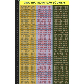 Sim Vina trả trước đầu số 091xxx