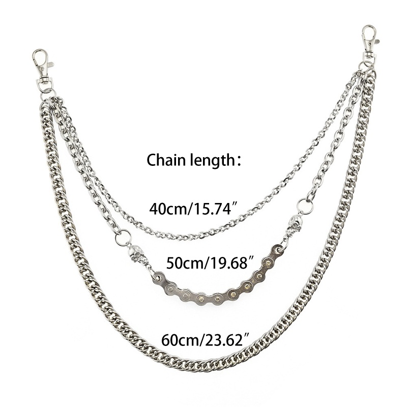 Dây Xích Ba Lớp Bằng Kim Loại Đeo Thắt Lưng Quần Jean / Móc Khóa Cho Nam Và Nữ