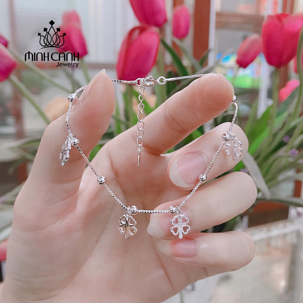 Lắc Tay Cỏ 4 Lá Dây Mảnh Bạc Ý S925 Minh Canh Jewelry