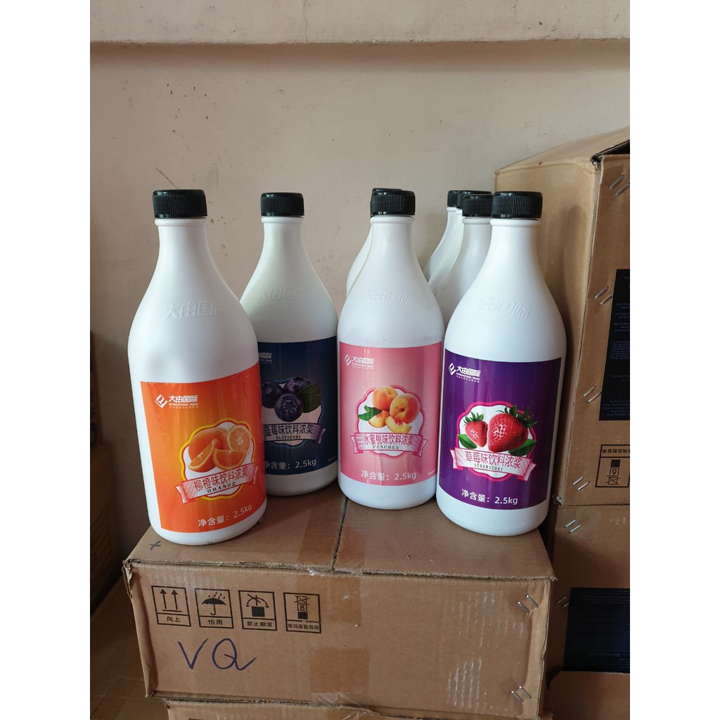 Siro Đào quốc tế chai trắng 2,5kg - có thêm hương Dâu - Cam - Táo xanh