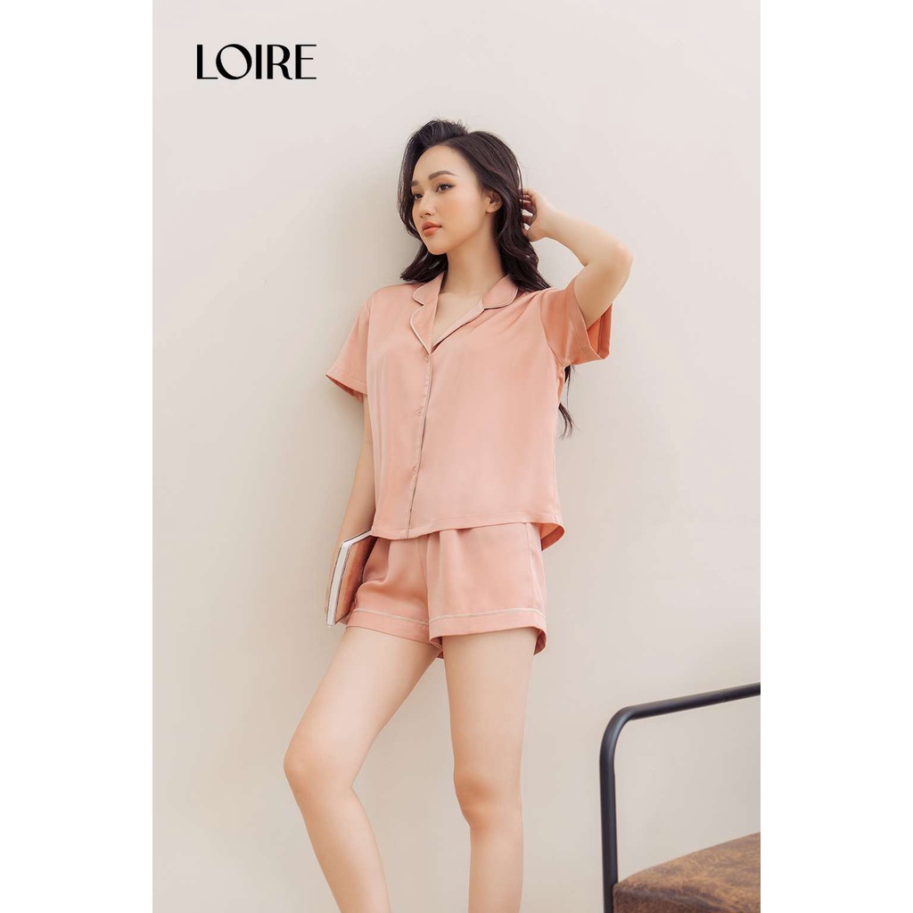 Bộ Pijama Lụa Trơn Basic Áo Cộc Quần Cộc Loire LPN03