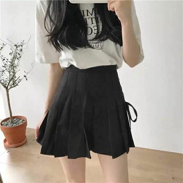 Chân váy TENNIS ULZZANG phối dây xỏ bên | BigBuy360 - bigbuy360.vn