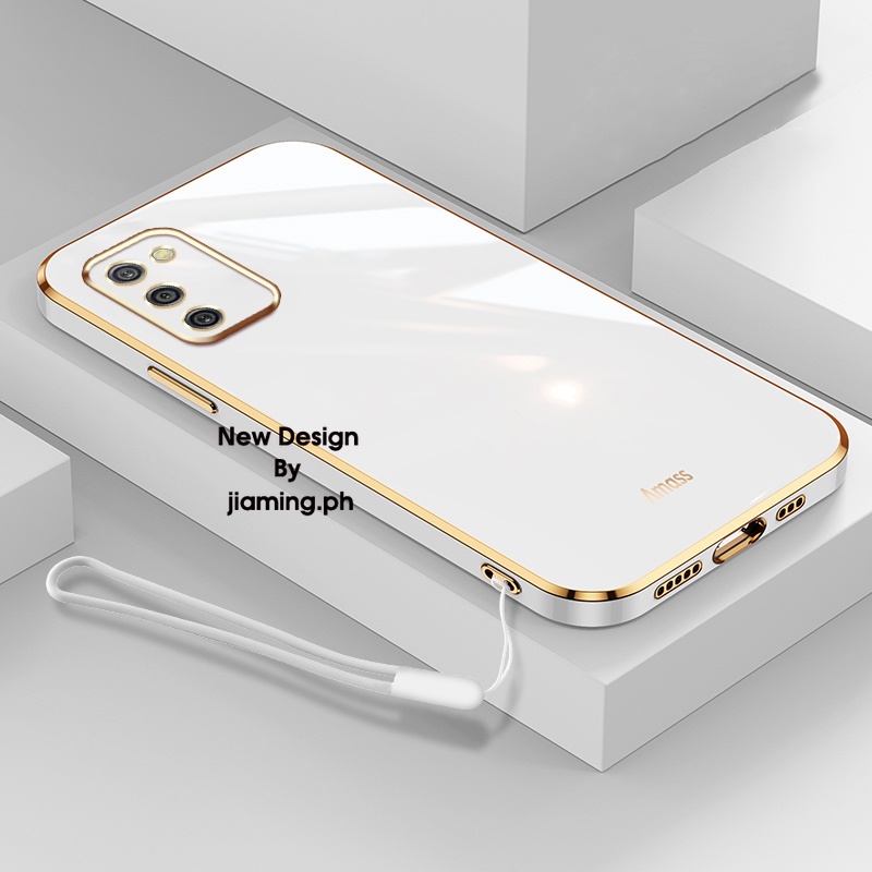 Ốp Điện Thoại Mềm Màu Kẹo Mạ Viền Sang Trọng Kèm Dây Đeo Dành Cho Samsung Galaxy A03S 2022