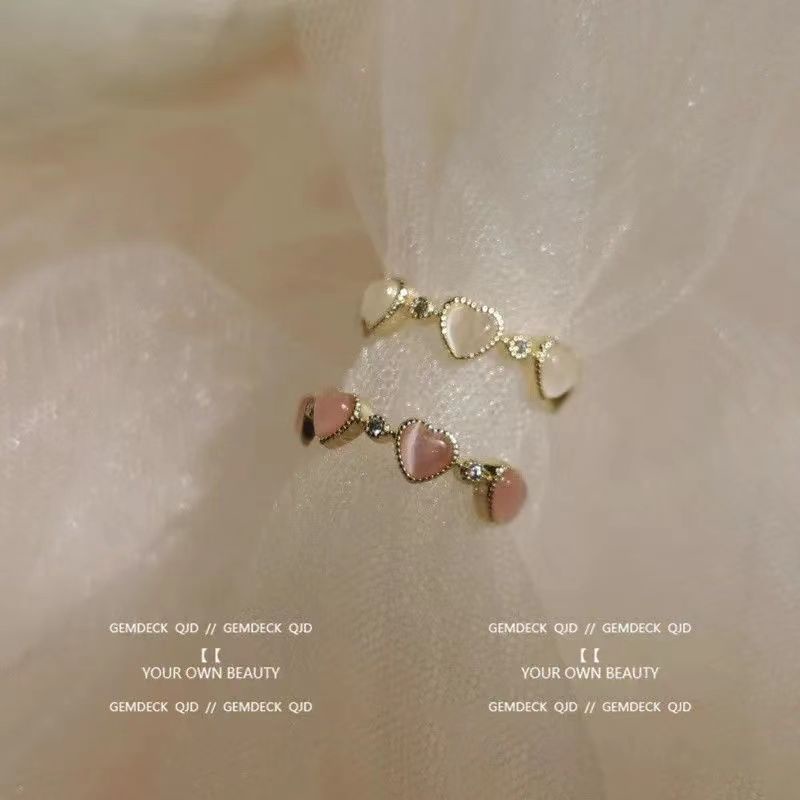 Nhẫn Opal Hình Trái Tim Có Thể Điều Chỉnh Được