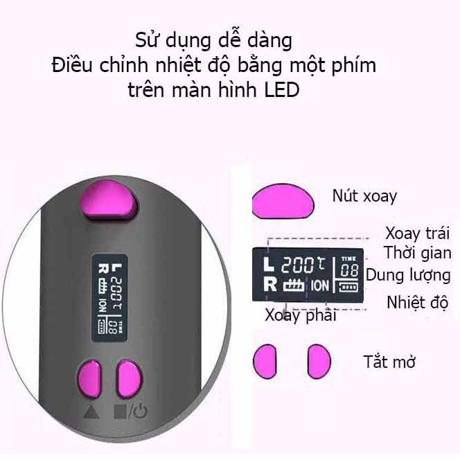 Máy uốn tóc - Máy uốn xoăn - Máy tạo kiểu tóc tự động Uốn tóc gợn sóng Tạo kiểu đa dạng Giữ kiểu lâu Không gây bỏng