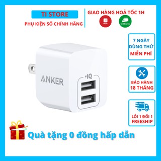 Củ sạc anker 2620 12w mini 2 cổng sạc nhanh iphone ipad cho ip 6 7 8 Plus X Xs 11 12 13Pro Max tistore