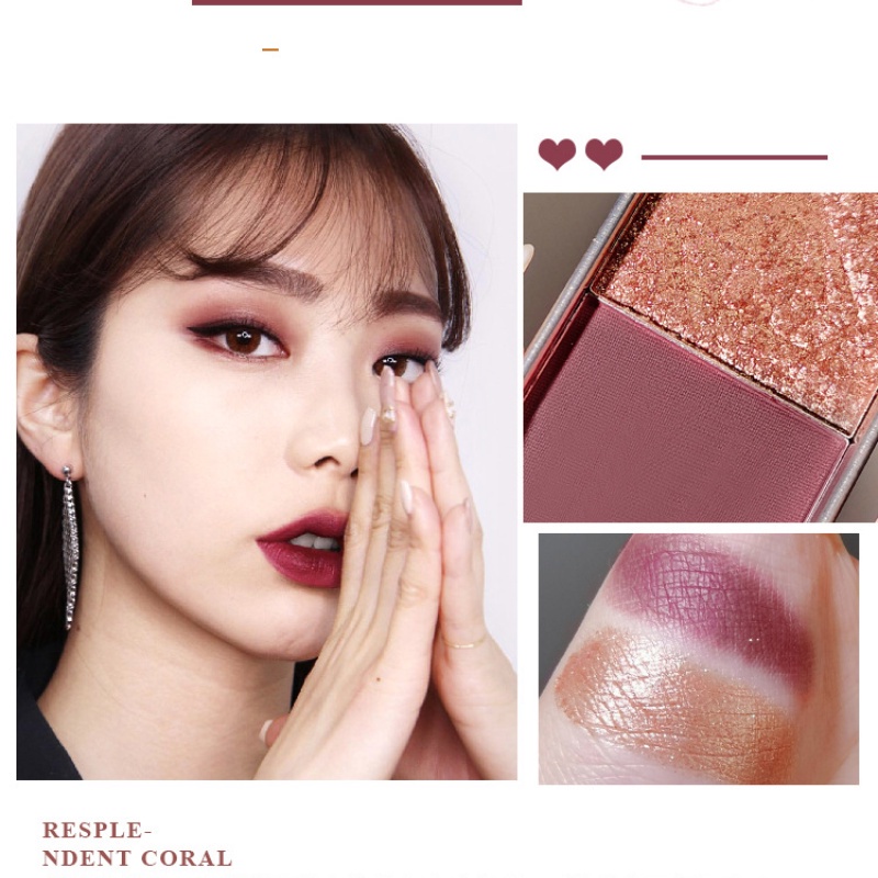 Bảng phấn mắt HANRU hai màu lì và ánh ngọc trai kết hợp với vỏ kim tuyến lấp lánh