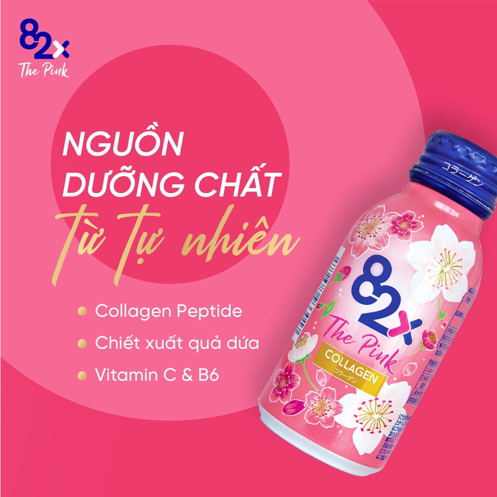 (GIÁ HỦY DIỆT) Combo 03 chai Nước uống 82X The Pink Collagen 1000mg Collagen làm đẹp da đến từ Nhật Bản 100ml