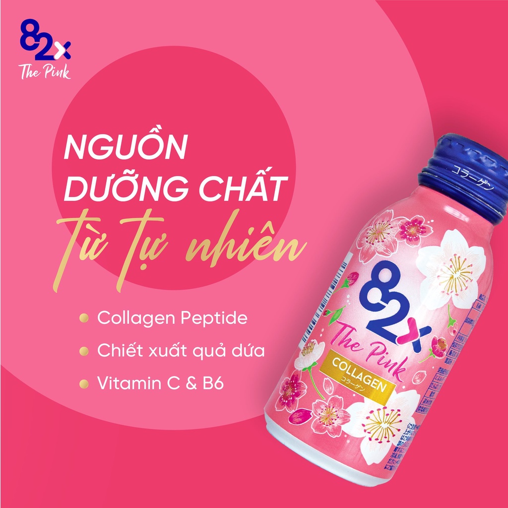 (GIÁ HỦY DIỆT) Combo 02 chai nước uống 82X The Pink Collagen 1000mg Collagen làm đẹp da đến từ Nhật Bản 100ml