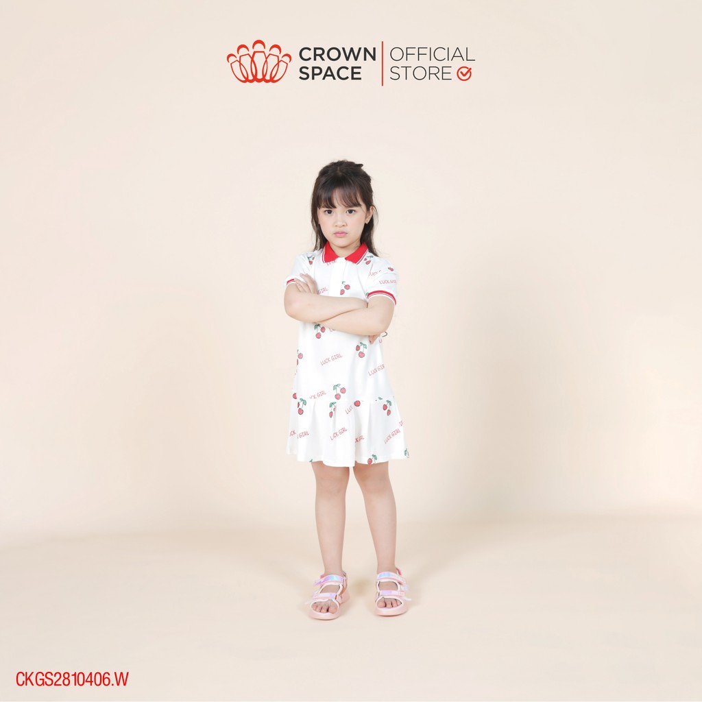 Váy đầm trắng Cherry cho bé gái chính hãng Crown Space CKGS2810406.W