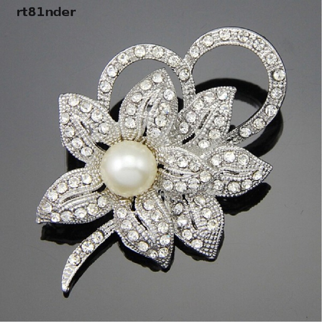 Ghim cài áo hình bông hoa đính đá và ngọc trai giả thiết kế mới