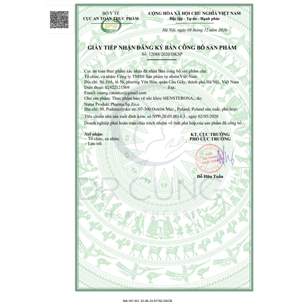 Bác Sĩ Cung Mensterona - Bổ Tinh Trùng, Tăng Cường Sinh Lý Nam, Tăng Sức Đề Kháng, Tăng Thụ Thai (Hộp 30 gói)