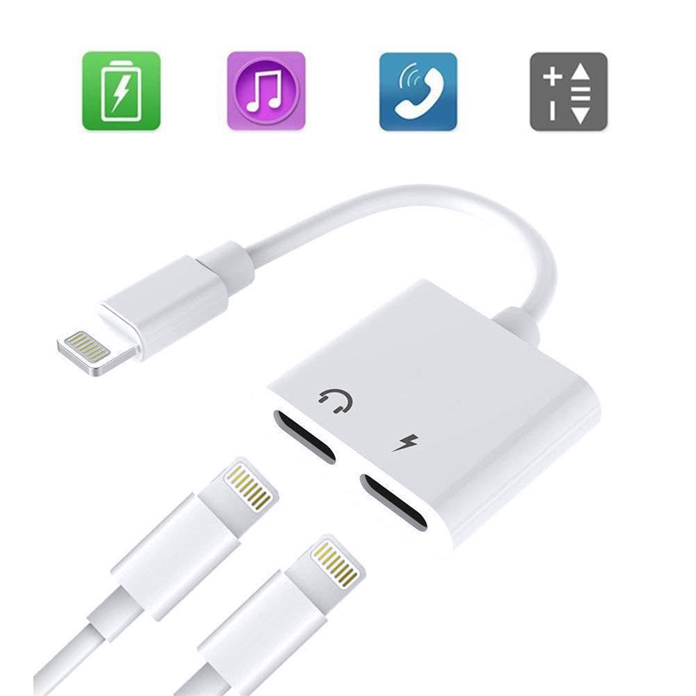 Bộ chuyển đổi cổng Lightning sang 2 cổng tai nghe giắc 3.5mm cho iPhone X 8 7 Plus