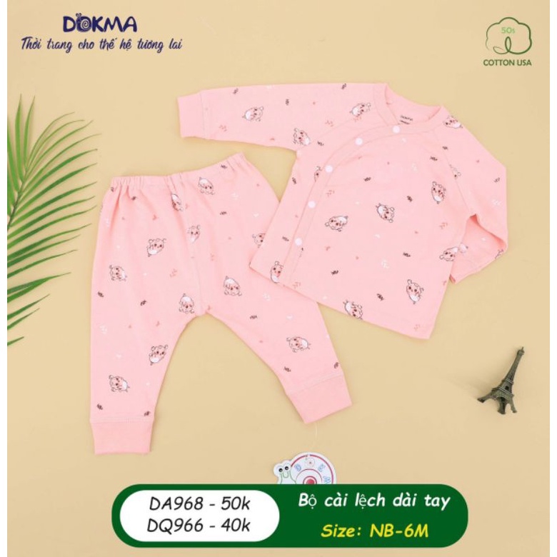 Bộ sơ sinh dài tay cài lệch Dokma size NB-3m