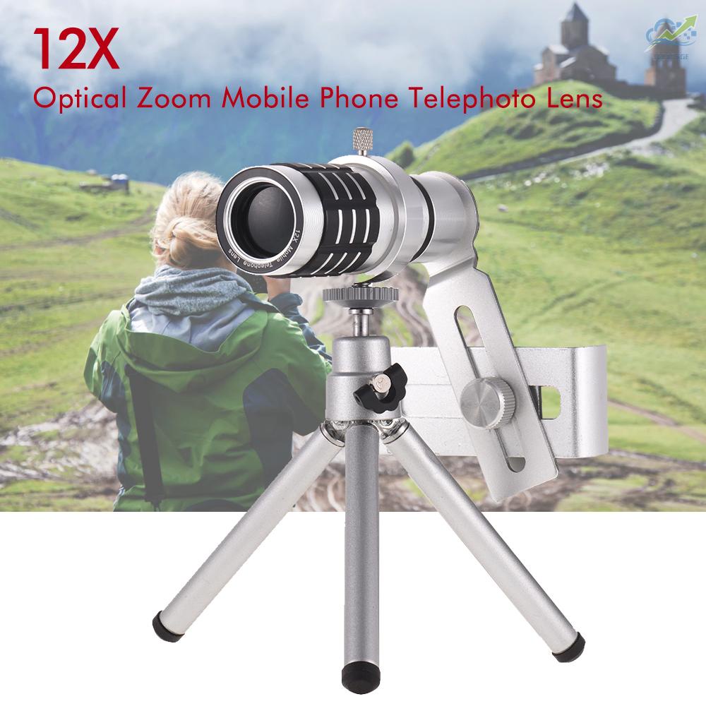 GG 12X Optical Zoom Mobile Phone Telephoto Lens with Tripod for   HTC Nokia  Silver