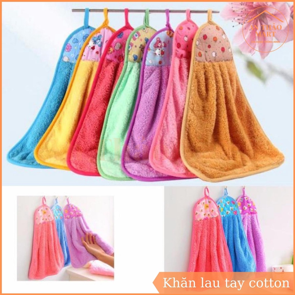 Khăn Lau Tay Cotton Nhà Bếp Có Móc Treo Tường Thấm Hút Tốt