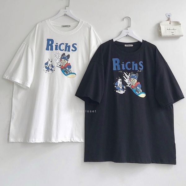 Áo Thun Nữ Form Rộng JEM CLOSET Áo Phông Nữ Đẹp RICHS Cộc Tay Thiết Kế Họa Tiết Siêu Cute Phong Cách Tuổi Teen 1648