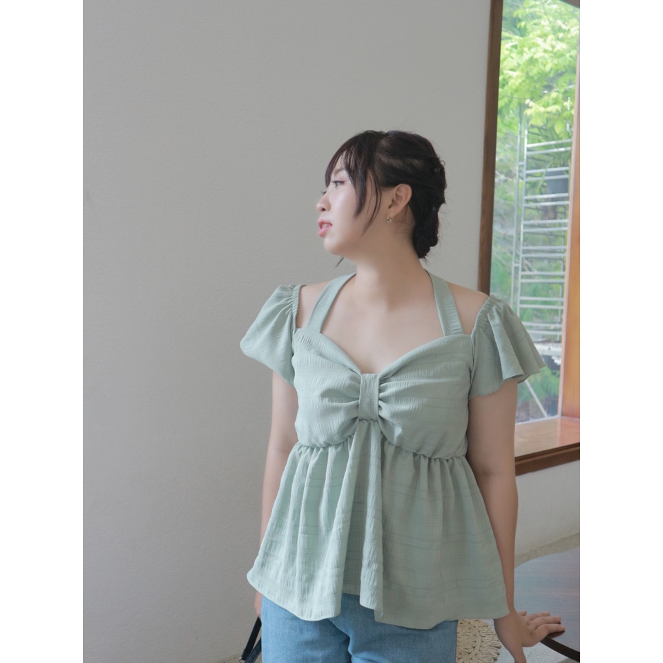 BIGSIZE Áo yếm trễ vai chất đũi 60-80kg Fabulous bigsize