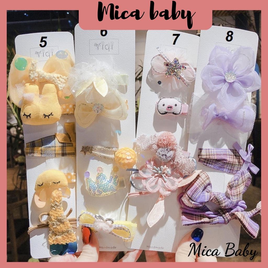 Set 5 kẹp tóc màu sắc cầu vồng đáng yêu cho bé Mica baby