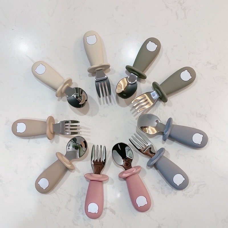 Set thìa dĩa hình gấu Inox Bar Rot