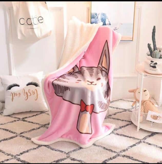 Chăn Lông Cừu 2 Lớp Loại Dày Dặn Cho Bé KT 1*1,4m