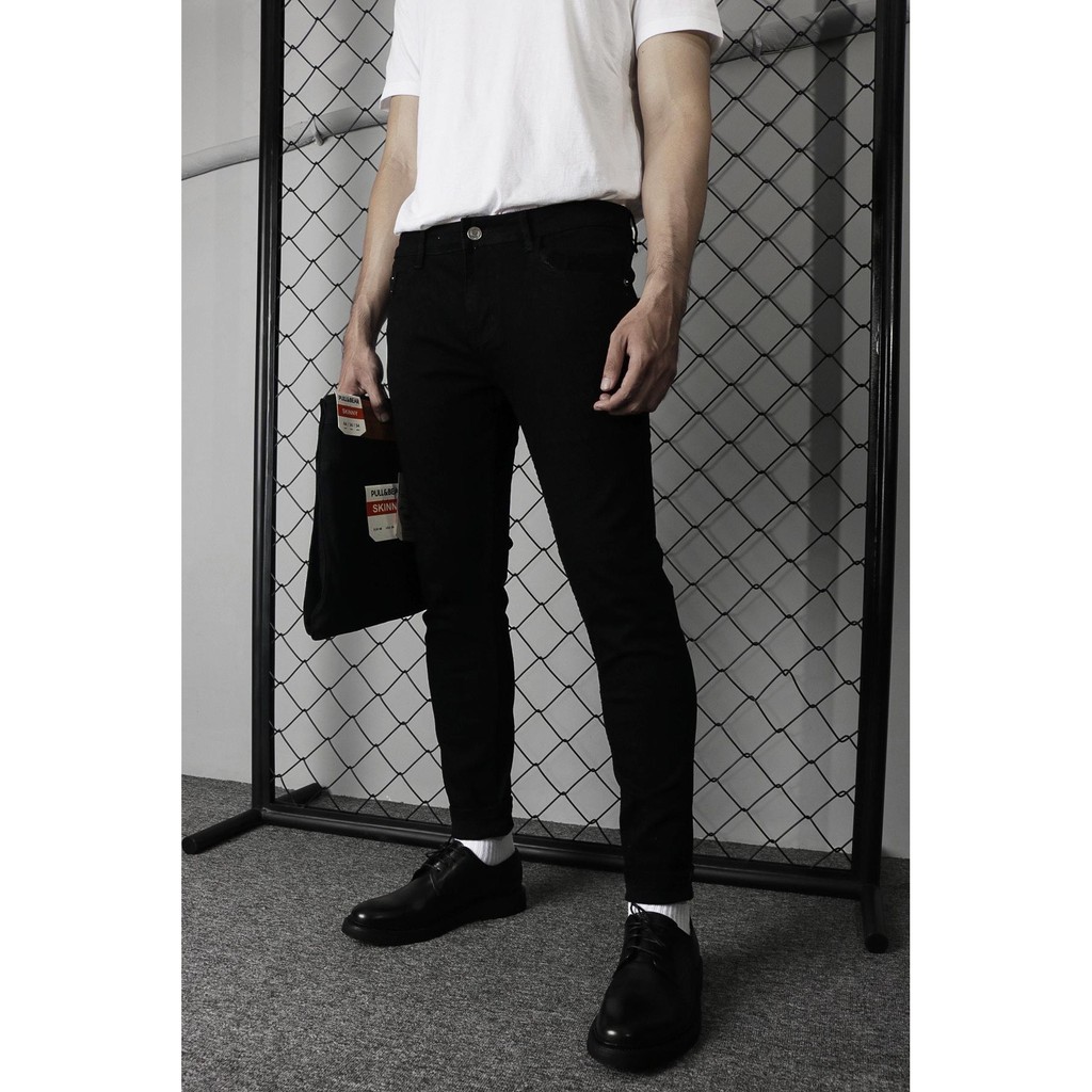 Quần jean nam đen rách pullbear skinny ôm bó co dãn tôn dáng | BigBuy360 - bigbuy360.vn