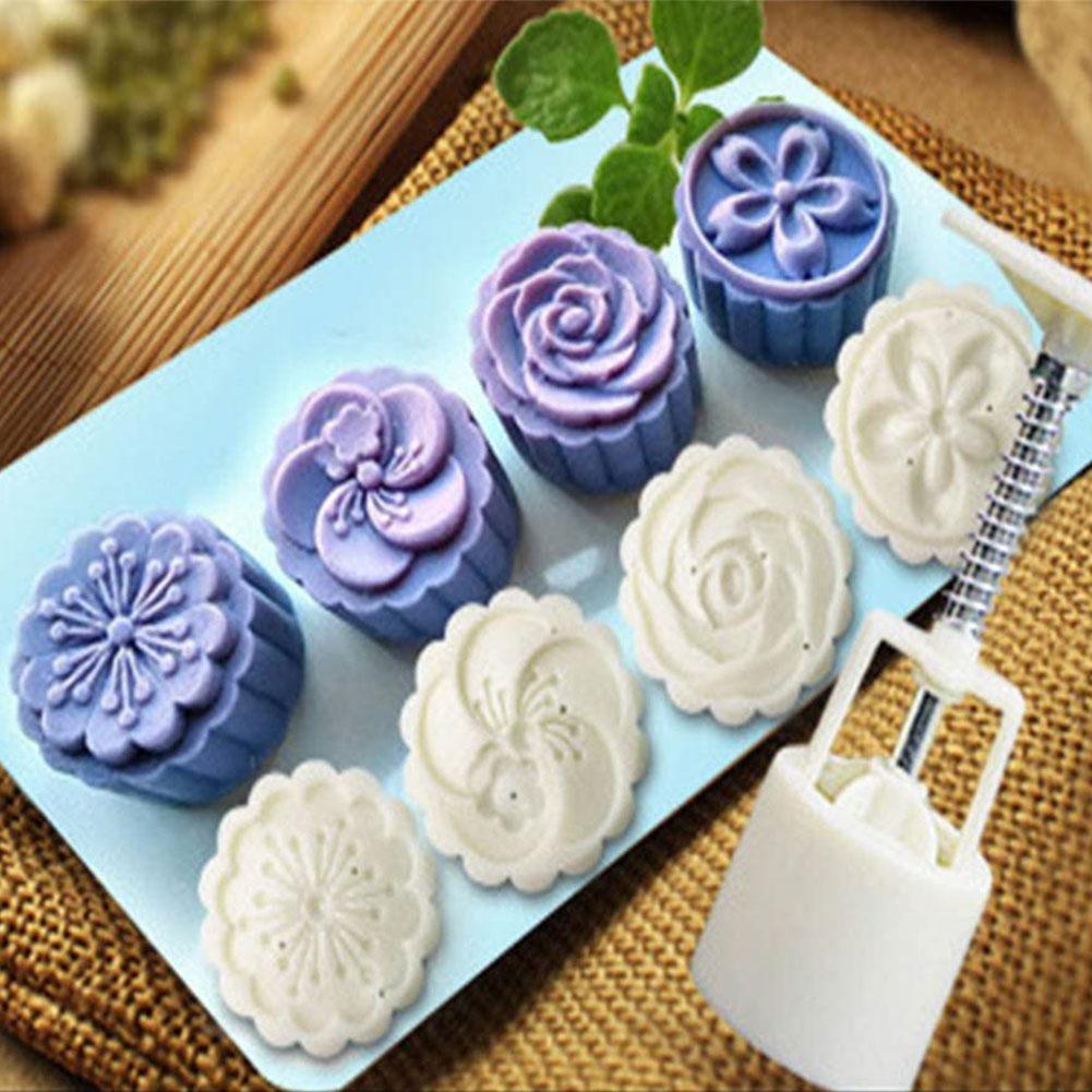 4cps Hand-Dund Flower Moon Cake Mold P9S3
