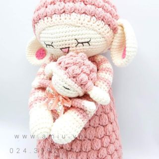 Mẹ và em bé CỪU thú bông len handmade
