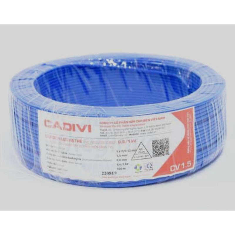 Dây điện đơn Cadivi 1.5mm2✅Nhiều màu✅Lõi đồng cao cấp