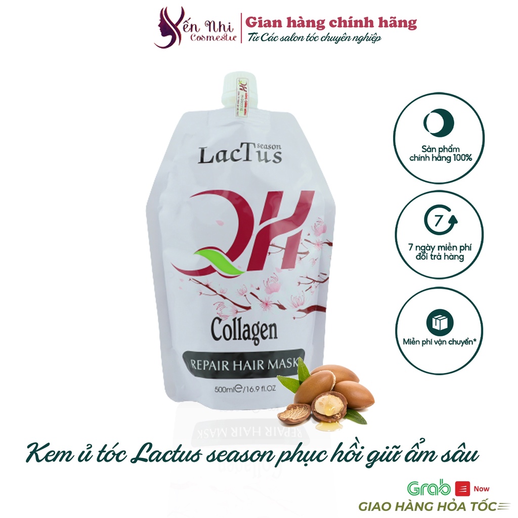 Kem ủ tóc QH Lactus season kem ủ tóc collagen phục hồi hư tổn chống xơ rối tóc tẩy nhuộm 500ml