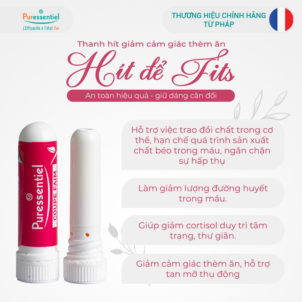 Slimstick thanh hít giảm cảm giác thèm ăn Puressentiel 10ml, hỗ trợ giữ dáng, thành phần tự nhiên, xuất xứ Pháp