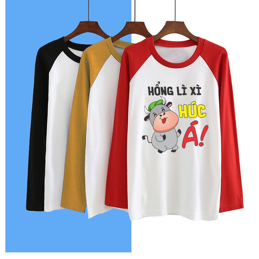Áo thun dài tay raglan nam nữ unissex thiết kế cổ tròn basic in hình tết 2021 | BigBuy360 - bigbuy360.vn