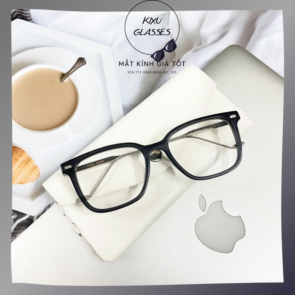 Gọng kính cận, giả cận GM Unisex Nam nữ Màu đen dáng vuông Chống Bụi Bảo Vệ Mắt Chống tia UV400 Kixu.Glasses