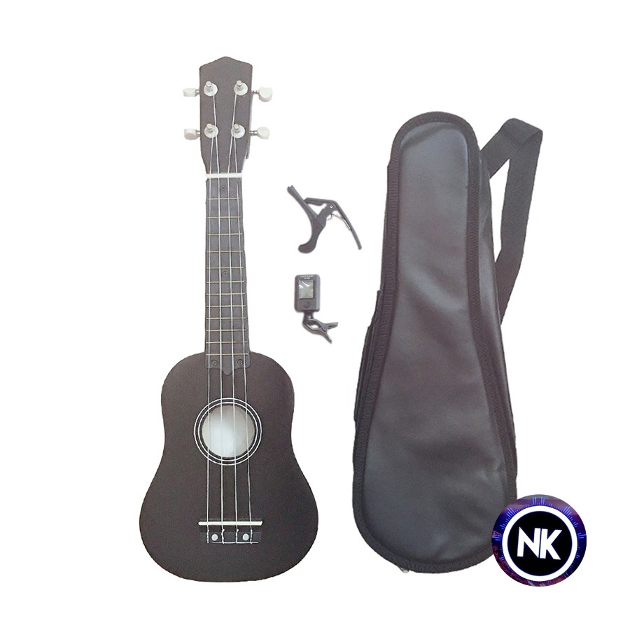 Gói Ukulele Soprano trơn nhiều màu + Bao da + Máy lên dây + Capo - Có Sẵn