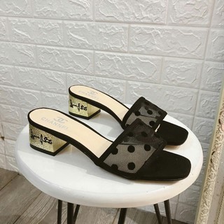 Guốc đen nữ chấm bi siêu dễ thương - cao 5 phân.