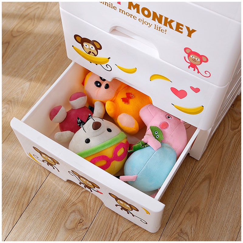 Rất khuyến khích☎Xếp hình rộng 38 cạnh Ngăn kéo nhựa Banana Monkey Tủ đựng đồ cho bé, Tủ đựng đồ cho bé, Tủ đựng đồ, Sắp