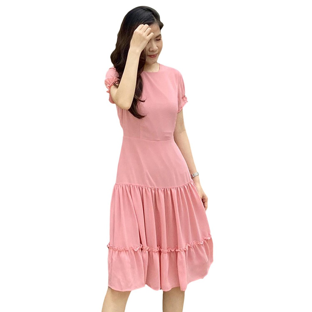 Đầm váy nữ công sở 92WEAR dáng xòe ngắn tay đuôi cá DEW0171 | BigBuy360 - bigbuy360.vn