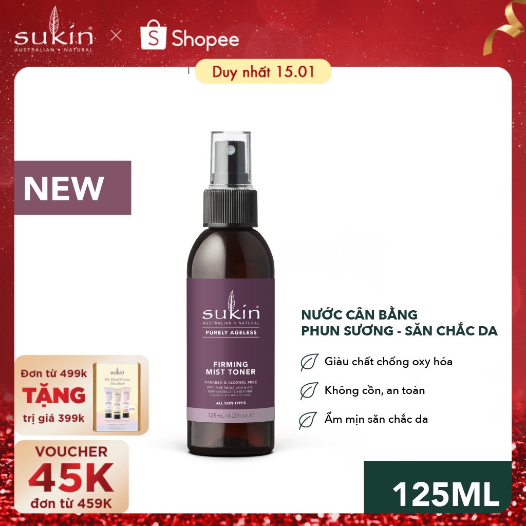 Nước Cân Bằng Dạng Phun Sương Săn Chắc Da Sukin Purely Ageless Firming Mist Toner 125ml