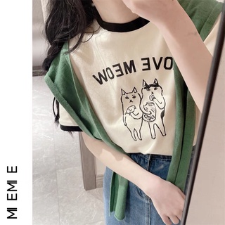 𝗺𝗶𝗲 𝘀𝘁𝘂𝗱𝗶𝗼 - Áo thun viền đen Love Moew