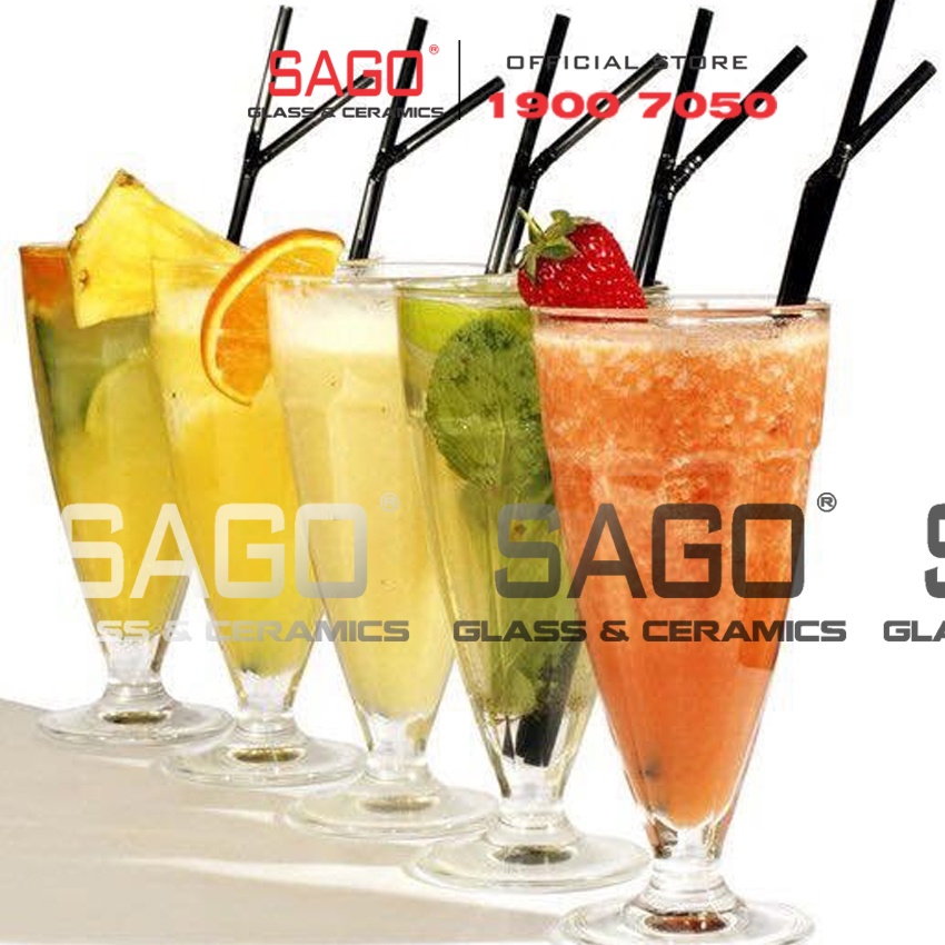Hộp 06 Ly Alaska Soda Sọc Đế Bằng 300ml