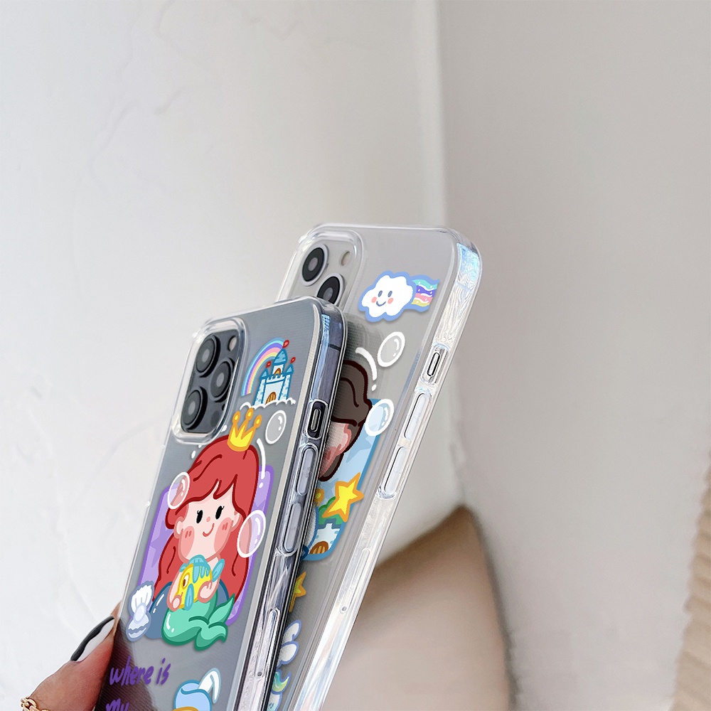 Ốp Điện Thoại Tpu Mềm In Hình Nàng Tiên Cá Disney Cho iPhone 11 12 13 pro max XS X XR XSMax 7 8 6 6s plus 5 4 SE 2020