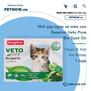 Nhỏ gáy ngừa ve mèo con Beaphar Veto Pure Bio Spot On - 1 tuýp - fleas & tick for Kitten