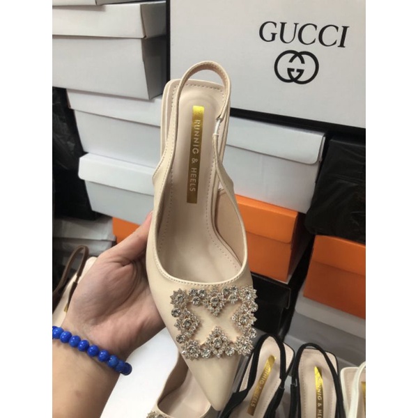 Cao Gót Đính Đá Da Nì Sang Chảnh