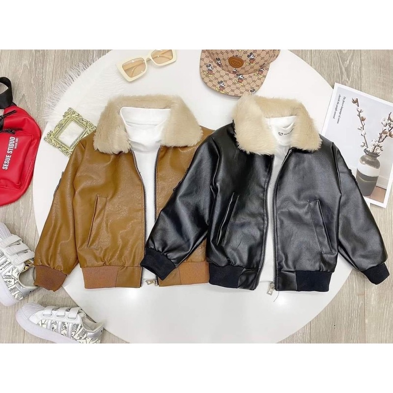 Khoác da lót lông trẻ em