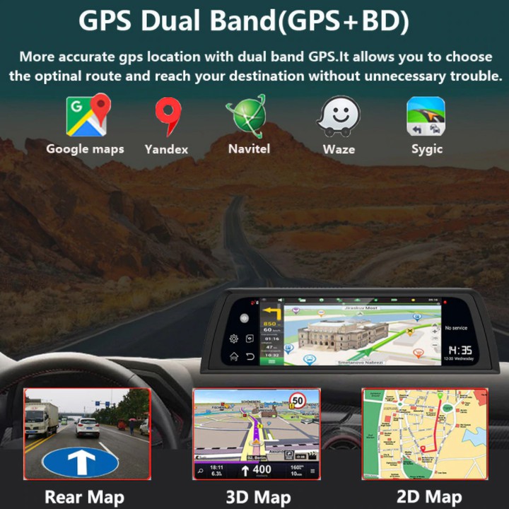 Camera hành trình đặt taplo ô tô, thương hiệu cao cấp Phisung - Whexune V900: 4G, wifi, android 8.1, màn hình 10 inch