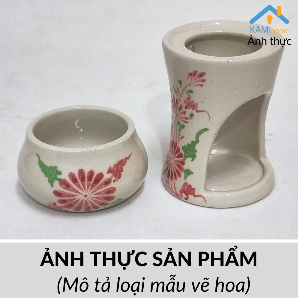 Đèn xông tinh dầu đốt nến thơm phòng đuổi muỗi Bảo hành bể vỡ (Mẫu Vẽ hoa và mẫu khác) mã 25013