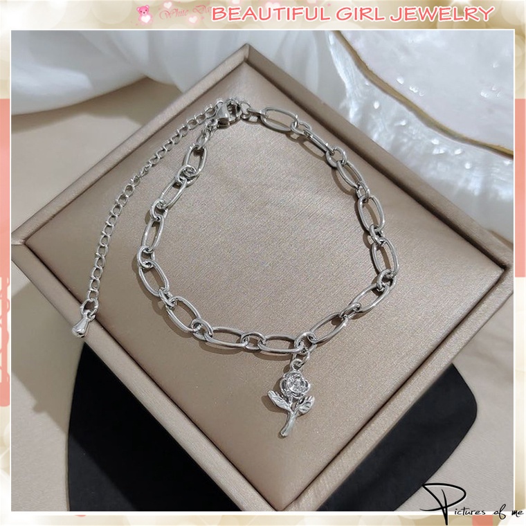 Vòng Tay Mặt Hoa Hồng Phong Cách Hip Hop Hàn Quốc Thời Trang Cho Nữ