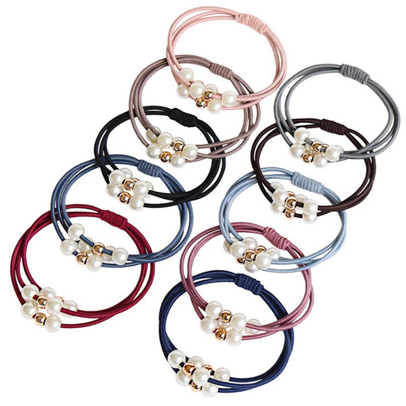 Combo 5 Chun Buộc Tóc, Dây Thun Cột Tóc Màu Kết Hạt  Xinh Xắn