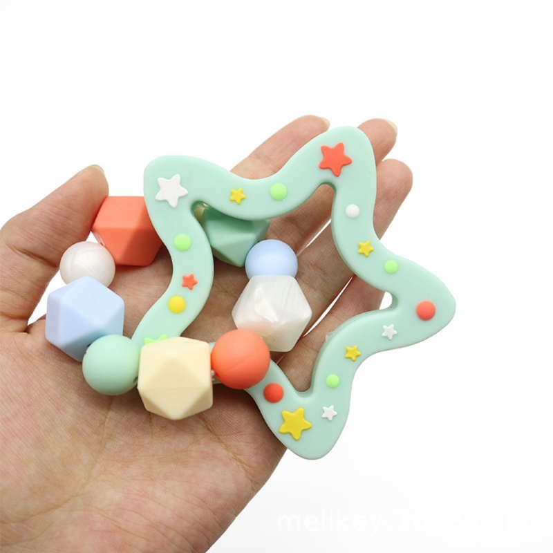 Vòng Tay Đồ Chơi Ngậm Mọc Răng Bằng Silicone Cấp Thực Phẩm Hình Ngôi Sao Năm Cánh Dành Cho Bé